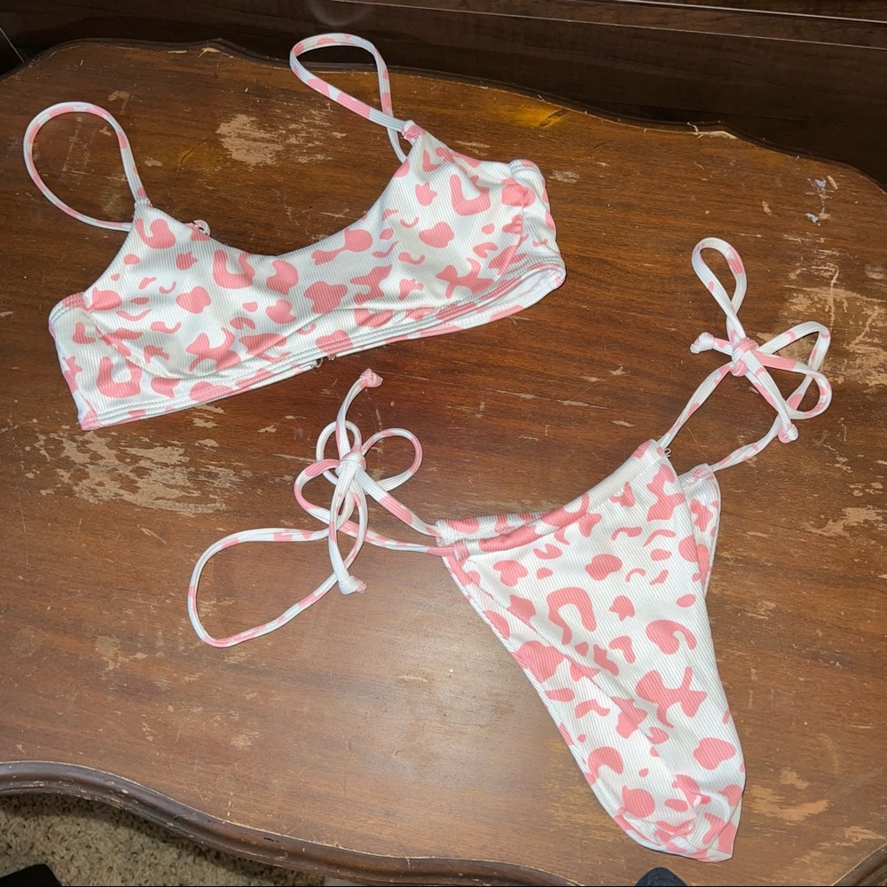 Zaful Pink Leopard Print Bikini